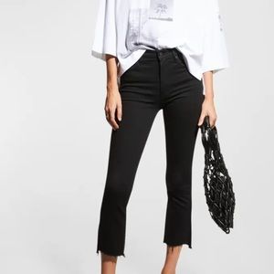 MOTHER crop fray hem jeans